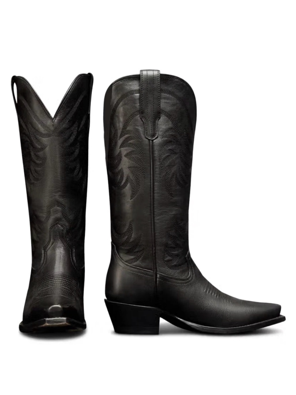 Tecovas Annie Midnight Black Snip Toe Handmade Cowgirl Boots